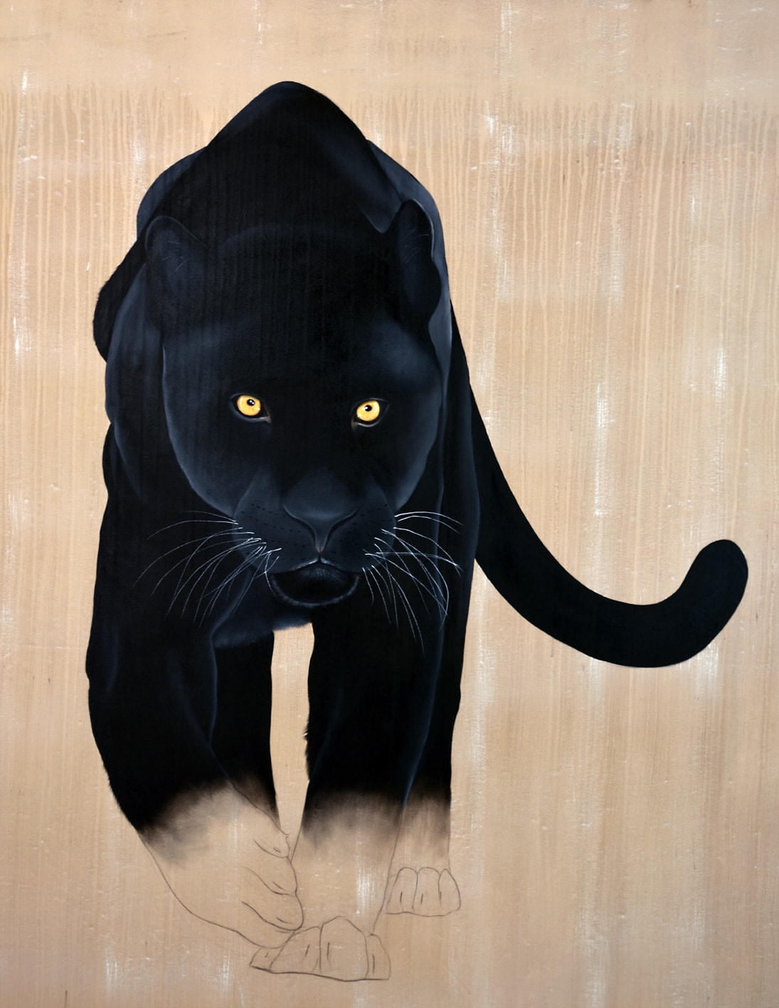 Projet Decaux black-panther-java-leopard-threatened-endangered-extinction Thierry Bisch Contemporary painter animals painting art  nature biodiversity conservation 